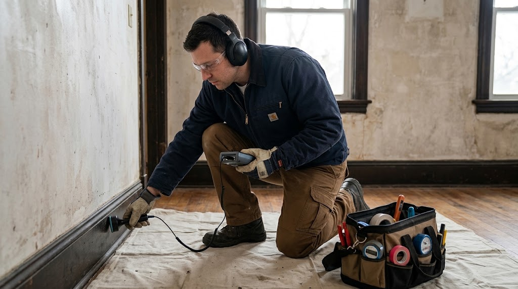 Professional acoustic water leak detection diagnostic investigation in a Manhattan apartment